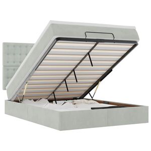 vidaXL Cadre de lit ottoman avec matelas gris clair 140x200 cm velours