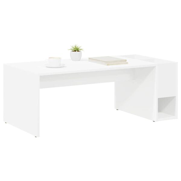 vidaXL Table basse Blanc 101,5 x 50 x 37 cm Bois d'ing&eacute;nierie