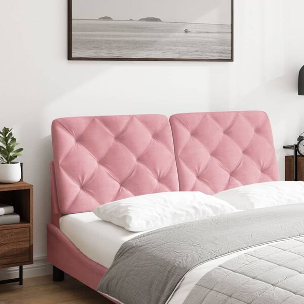 vidaXL Coussin de t&ecirc;te de lit rose 140 cm velours