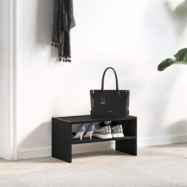 VidaXL &Eacute;tag&egrave;re &agrave; chaussures empilable en ch&ecirc;ne noir 60 x 30 x 30,5 cm