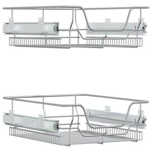 vidaXL Paniers m&eacute;talliques coulissants 2 pcs argent&eacute; 45 cm