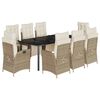 vidaXL Ensemble &agrave; manger de jardin et coussins 9 pcs beige Poly rotin