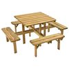 vidaXL Table de pique-nique 4 c&ocirc;t&eacute;s 172x172x73 cm Bois de pin impr&eacute;gn&eacute;