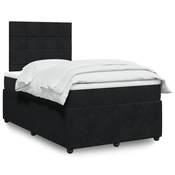 vidaXL Sommier &agrave; lattes de lit avec matelas noir 120x190 cm velours