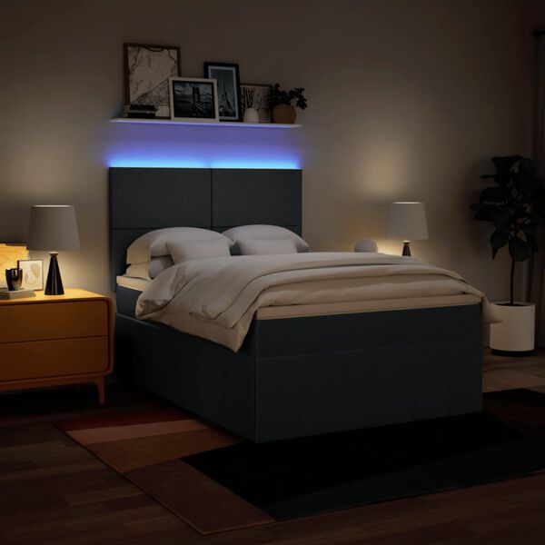 vidaXL Sommier &agrave; lattes de lit avec matelas Bleu 160x200 cm Tissu