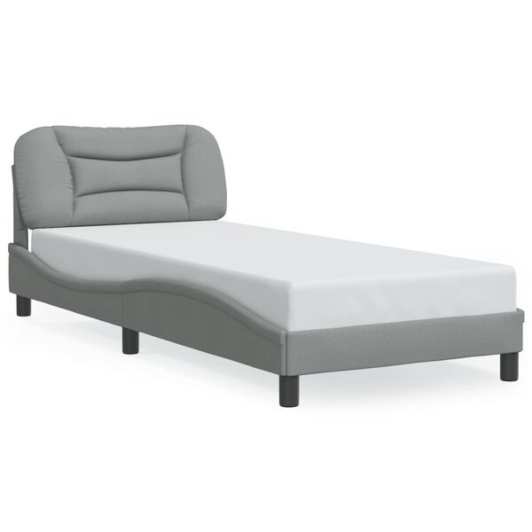 vidaXL Cadre de lit avec LED sans matelas Hvar gris clair 90x200 cm tissu