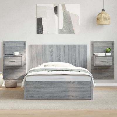 vidaXL Tête de lit avec armoires sonoma gris 120 cm bois d'ingénierie