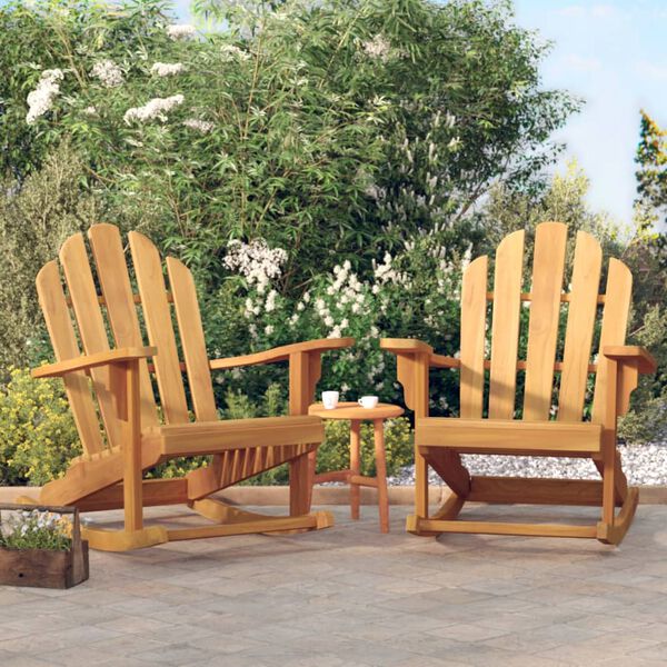 vidaXL Chaises &agrave; bascule de jardin lot de 2 Adirondack teck solide