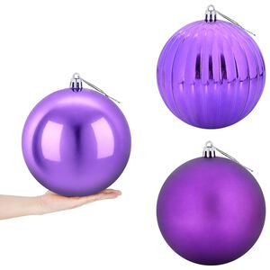 vidaXL Lot de boules de No&euml;l XXL 3 pc Lilas &Oslash; 25 cm Plastique