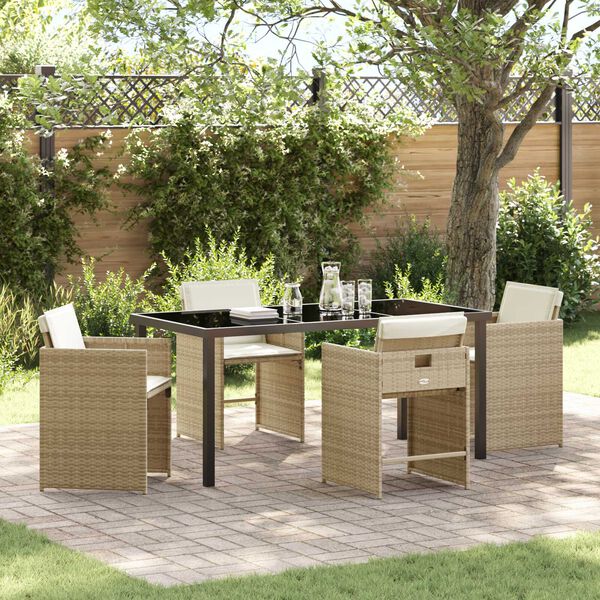 vidaXL Ensemble de salle &agrave; manger pour jardin 5 pcs Beige polyrotin