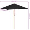 vidaXL Parasol de jardin avec m&acirc;t en bois noir 150x200 cm