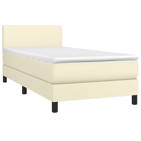 vidaXL Sommier &agrave; lattes de lit avec matelas Cr&egrave;me 90x200 cm Similicuir