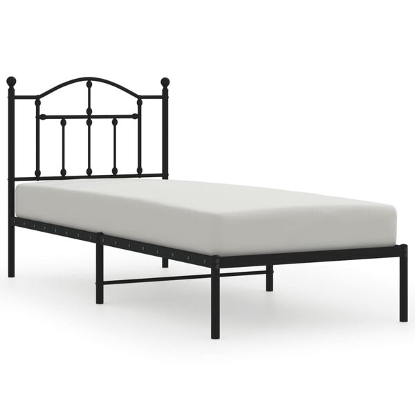 vidaXL Cadre de lit m&eacute;tal sans matelas avec t&ecirc;te de lit noir 90x200 cm