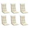 vidaXL Coussins de chaise à dossier haut lot de 6 crème tissu oxford