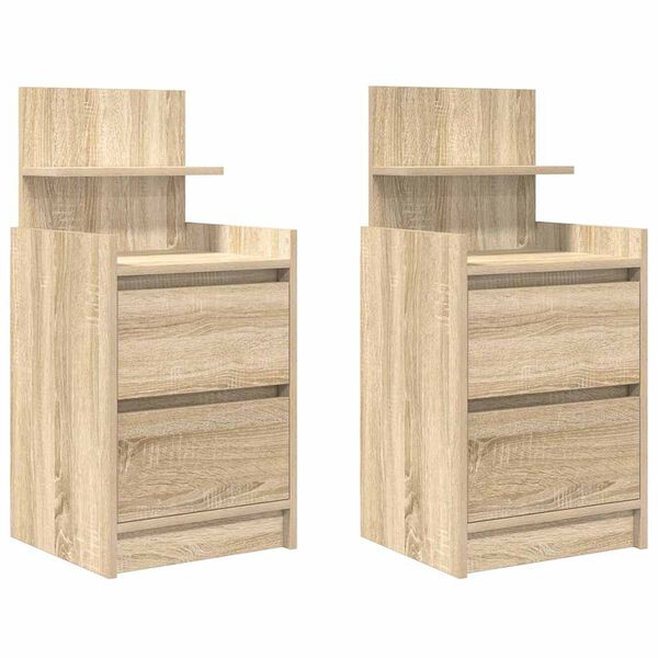 vidaXL Tables de chevet avec 2 tiroirs 2 pcs ch&ecirc;ne sonoma 38x34x80 cm