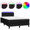 vidaXL Sommier &agrave; lattes de lit matelas et LED noir 120x190 cm tissu