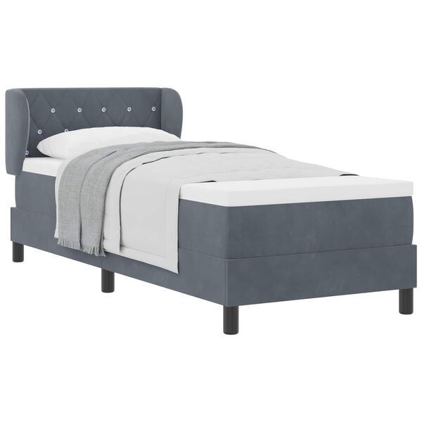 vidaXL Lit &agrave; ressorts avec matelas Gris fonc&eacute; 80 x 200 cm Velours