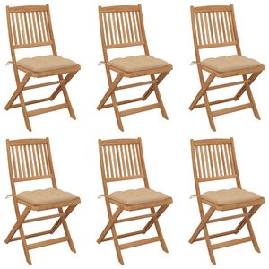 vidaXL Chaises pliantes 6 pi&egrave;ces avec coussins en bois d'acacia massif