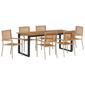 vidaXL Ensemble de salle &agrave; manger pour jardin 7 pcs Beige