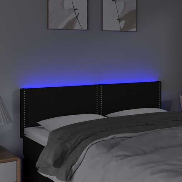vidaXL T&ecirc;te de lit &agrave; LED Noir 144x5x78/88 cm Tissu