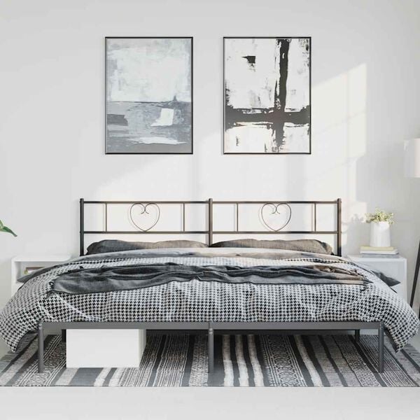 vidaXL Cadre de lit m&eacute;tal sans matelas avec t&ecirc;te de lit noir 193x203cm