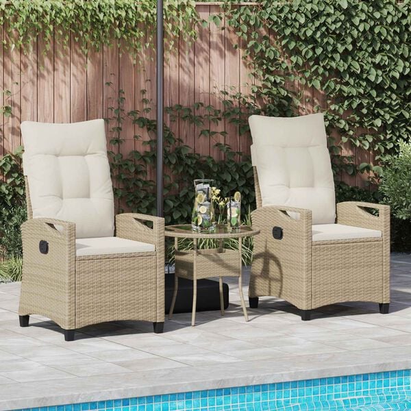 vidaXL Chaise de jardin 2 pcs Beige et cr&egrave;me 56 x 60 x 112 cm