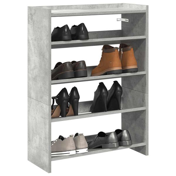 vidaXL &Eacute;tag&egrave;re &agrave; chaussures gris b&eacute;ton 60x25x81 cm bois d'ing&eacute;nierie