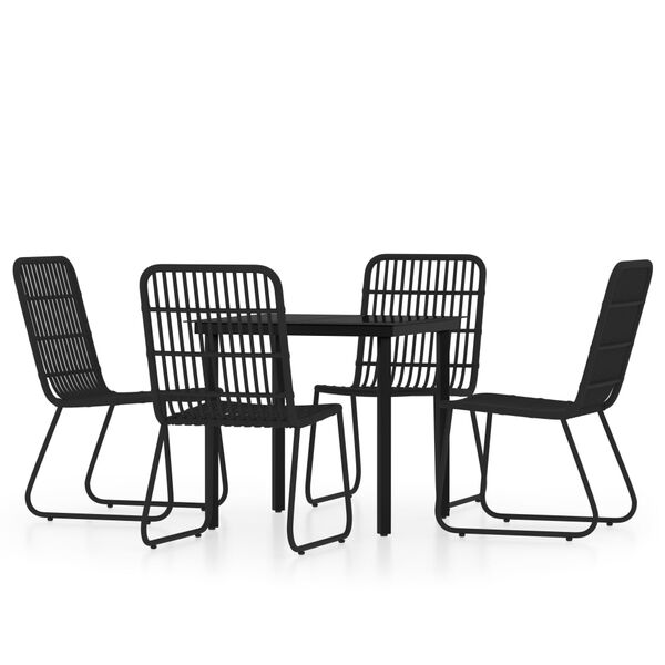 vidaXL Ensemble à manger de jardin 5 pcs Noir