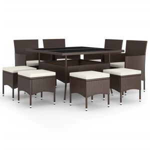 vidaXL Ensemble &agrave; manger de jardin 9 pcs R&eacute;sine tress&eacute;e Marron