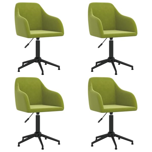 vidaXL Chaises pivotantes &agrave; manger lot de 4 vert clair velours