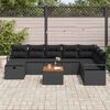 vidaXL Ensemble de canap&eacute; de jardin avec coussin 9 pcs Noir polyrotin