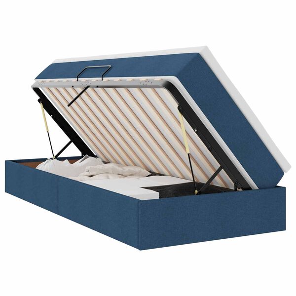 vidaXL Lit avec rangement et matelas Bleu 90 x 200 cm Polyester