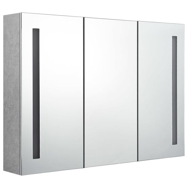 vidaXL Armoire de salle de bain &agrave; miroir LED Gris b&eacute;ton 89x14x62 cm