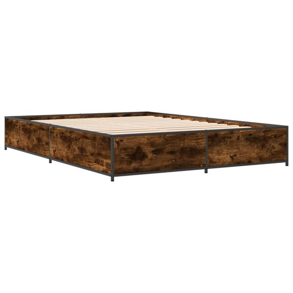 vidaXL Cadre de lit sans matelas ch&ecirc;ne fum&eacute; 140x200 cm