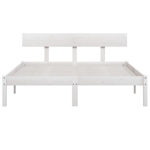vidaXL Cadre de lit sans matelas blanc bois de pin massif