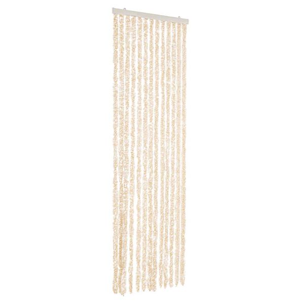 vidaXL Rideau anti-mouches beige et blanc 56x185 cm chenille