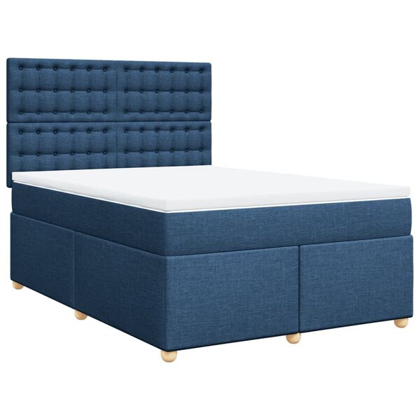 vidaXL Sommier &agrave; lattes de lit avec matelas Bleu 140x200 cm Tissu