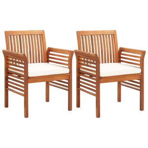 vidaXL Chaises &agrave; manger de jardin et coussins lot de 2 acacia massif