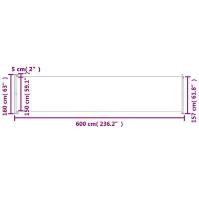 vidaXL Auvent latéral rétractable de patio 600x160 cm noir