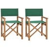 vidaXL Chaises de metteur en sc&egrave;ne lot de 2 Bois de teck massif Vert