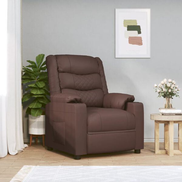 vidaXL Fauteuil de massage électrique Marron Similicuir