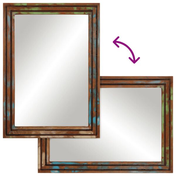 vidaXL Miroir salle de bain 50x70 cm bois massif d'acacia et verre