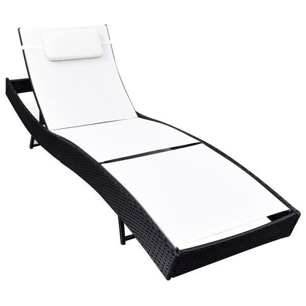 vidaXL Chaise longue R&eacute;sine tress&eacute;e Noir