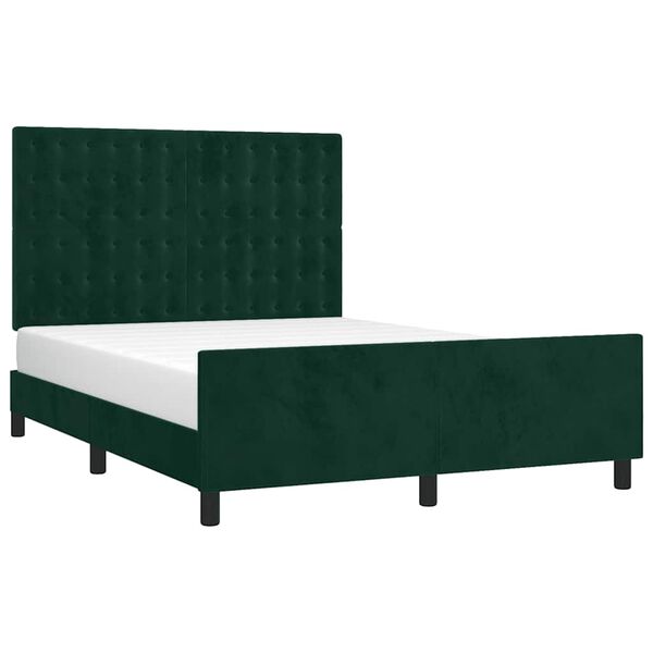 vidaXL Cadre de lit sans matelas vert fonc&eacute; 140x200 cm velours