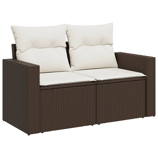 vidaXL Salon de jardin 4 pcs avec coussins marron r&eacute;sine tress&eacute;e