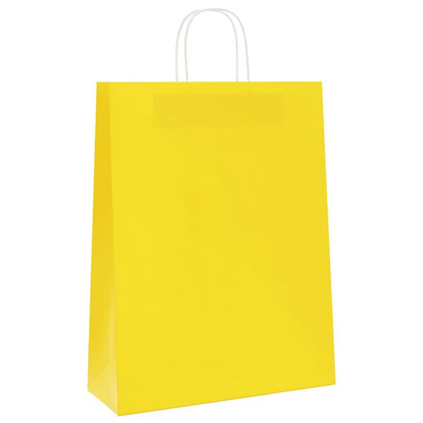 vidaXL Sacs en papier 250 pcs avec poign&eacute;es jaune 32x12x42 cm