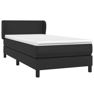 vidaXL Sommier à lattes de lit avec matelas Noir 90x200 cm Similicuir