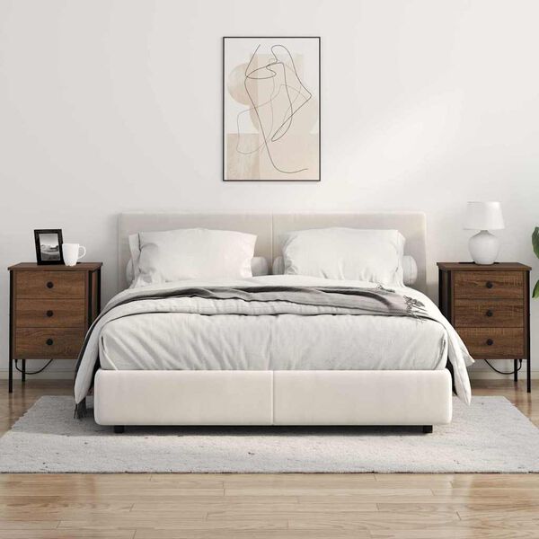 vidaXL Cabinet de chevet avec tiroir 2 pcs Ch&ecirc;ne brun 42 x 41 x 61 cm
