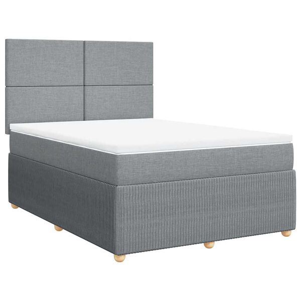 vidaXL Sommier &agrave; lattes de lit avec matelas Gris clair 140x190cm Tissu