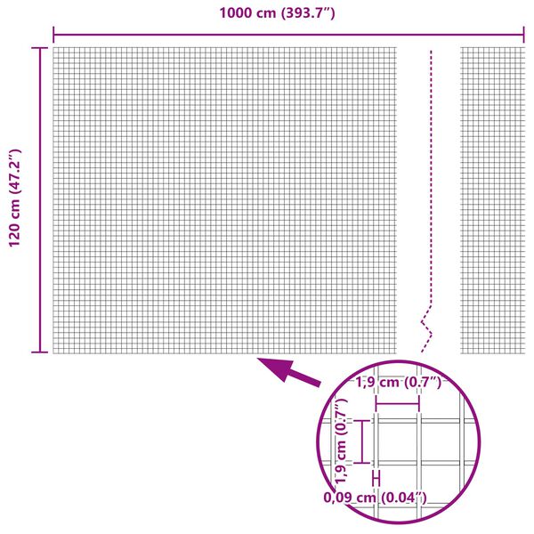 vidaXL Clôture en fil soudé Vert 1.2 x 10 m Acier